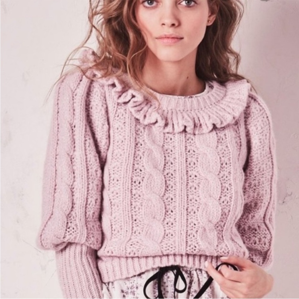 LoveShackFancy Christina Sweater in Thistle XS - Picture 1 of 7